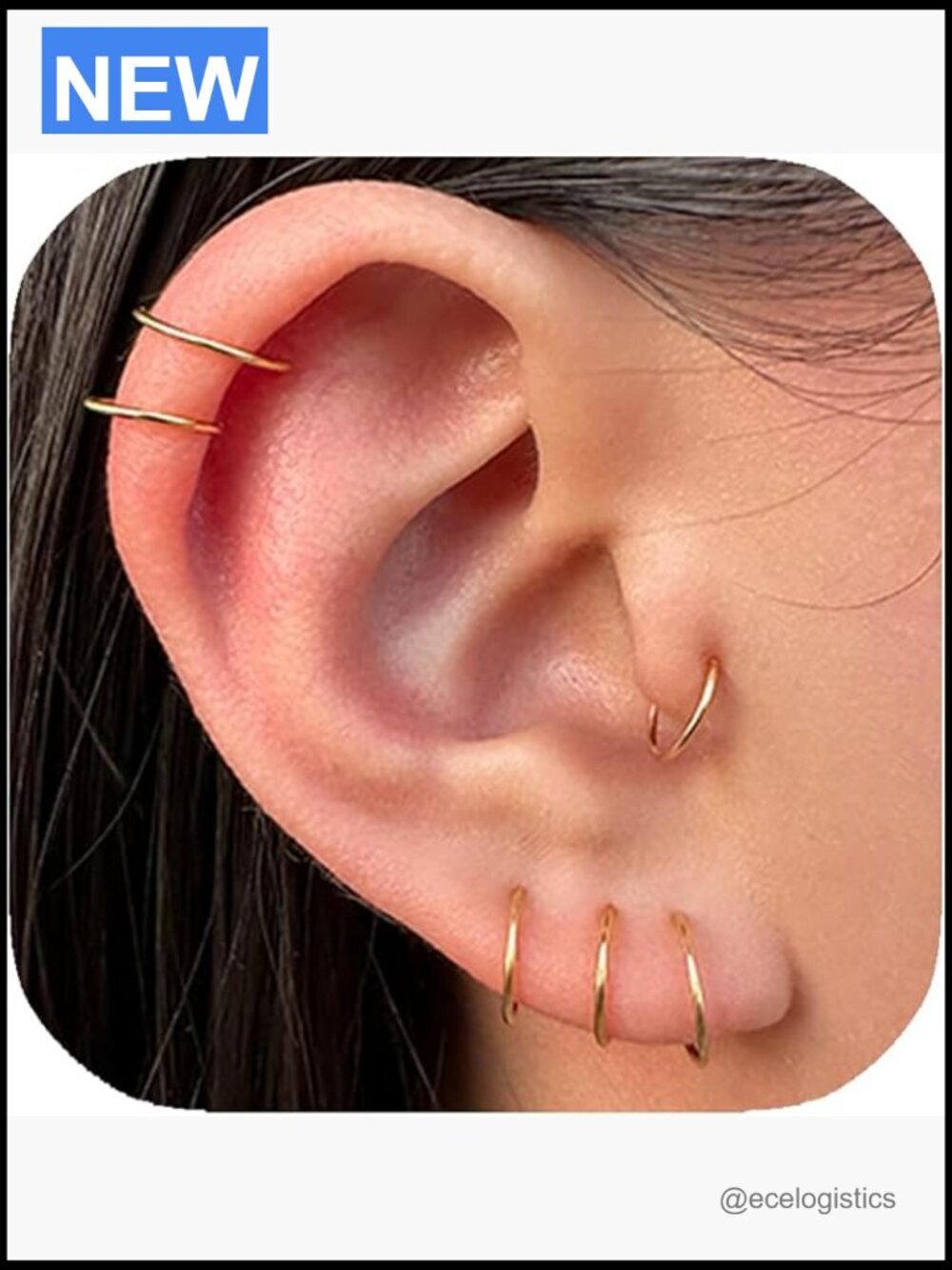 6mm Gold Filled Huggie Hoop Earrings for Cartilage Helix Tragus Nose